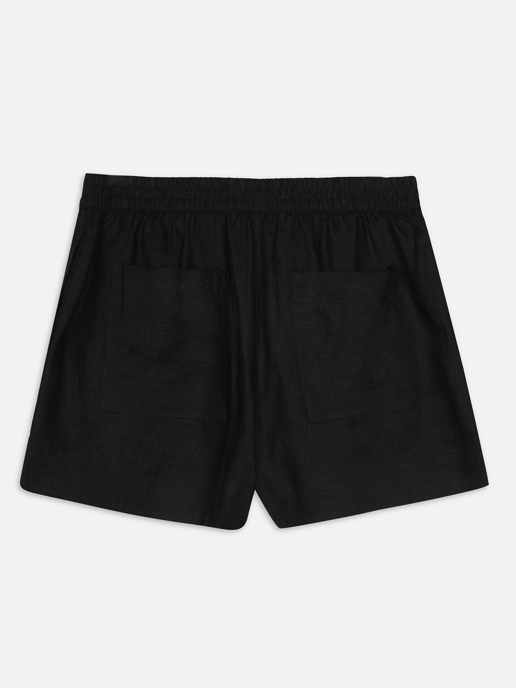 Women's Black 100% Linen Regular Fit Shorts