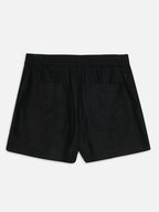 Women's Black 100% Linen Regular Fit Shorts