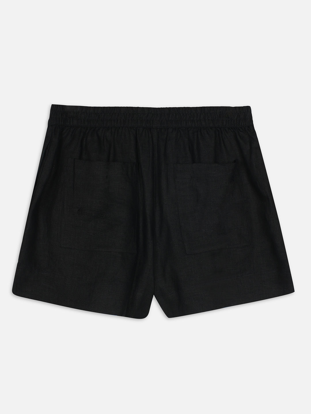 Women's Black 100% Linen Regular Fit Shorts