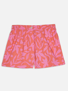 Women's Pink 100% Cotton Regular Fit Shorts