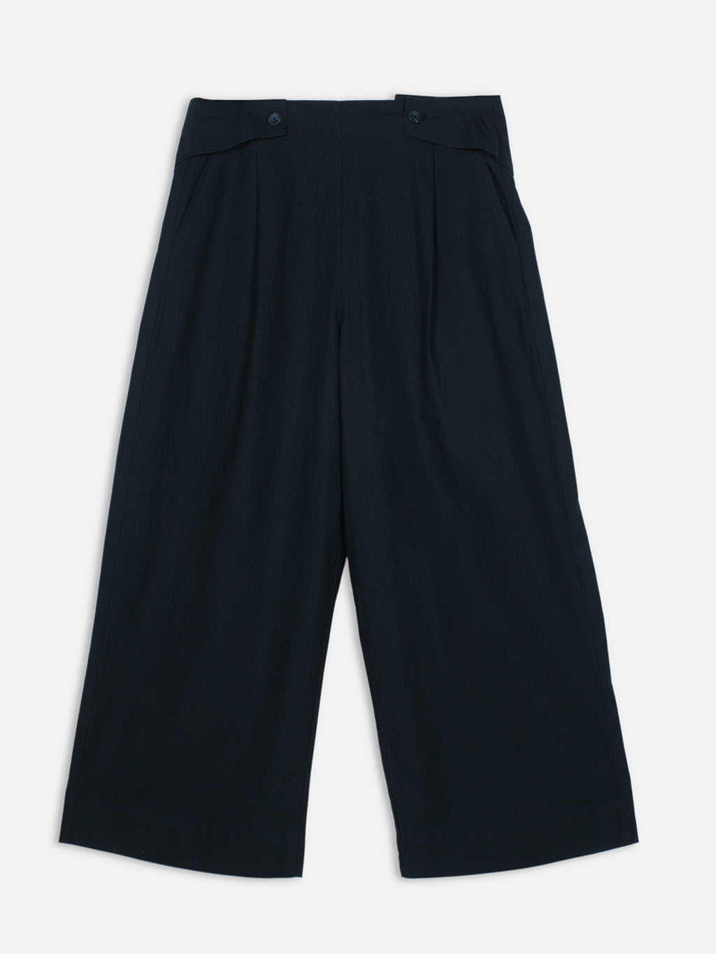 Women's Navy Cotton Linen Regular Fit Pant