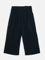 Women's Navy Cotton Linen Regular Fit Pant