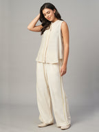 Women's Natural Linen Viscose Regular Fit Blouse