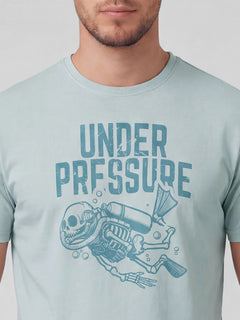 Men’s Organic Cotton Regular Fit Round Neck Graphic T-Shirt Grey
