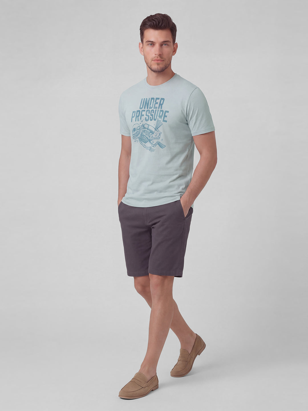 Men's Grey 100% Organic Cotton Regular Fit Tshirt