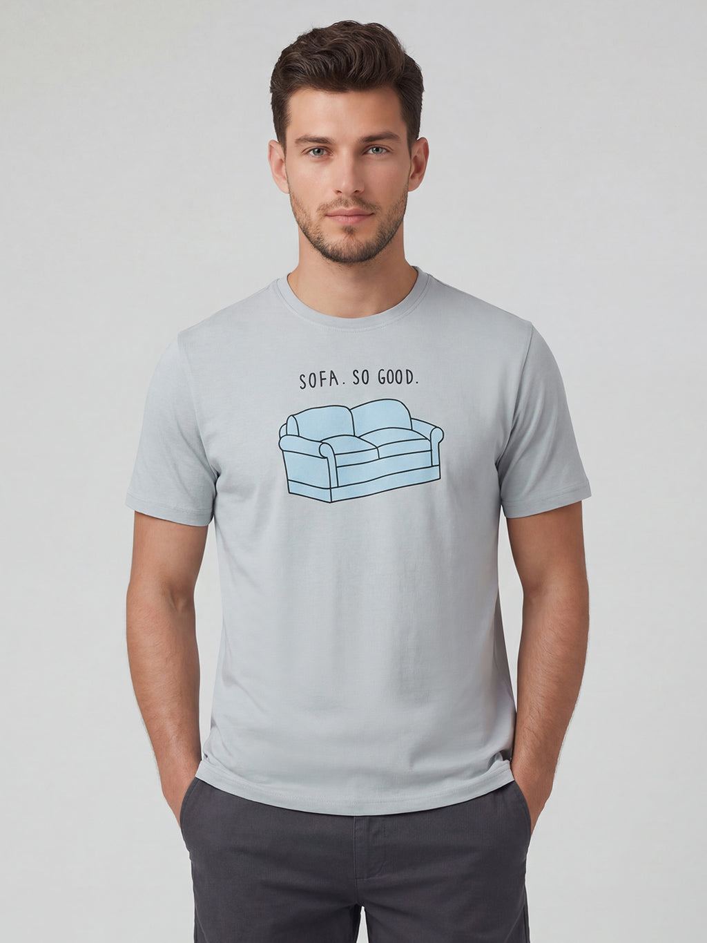 Men's Grey 100% Organic Cotton Regular Fit Tshirt