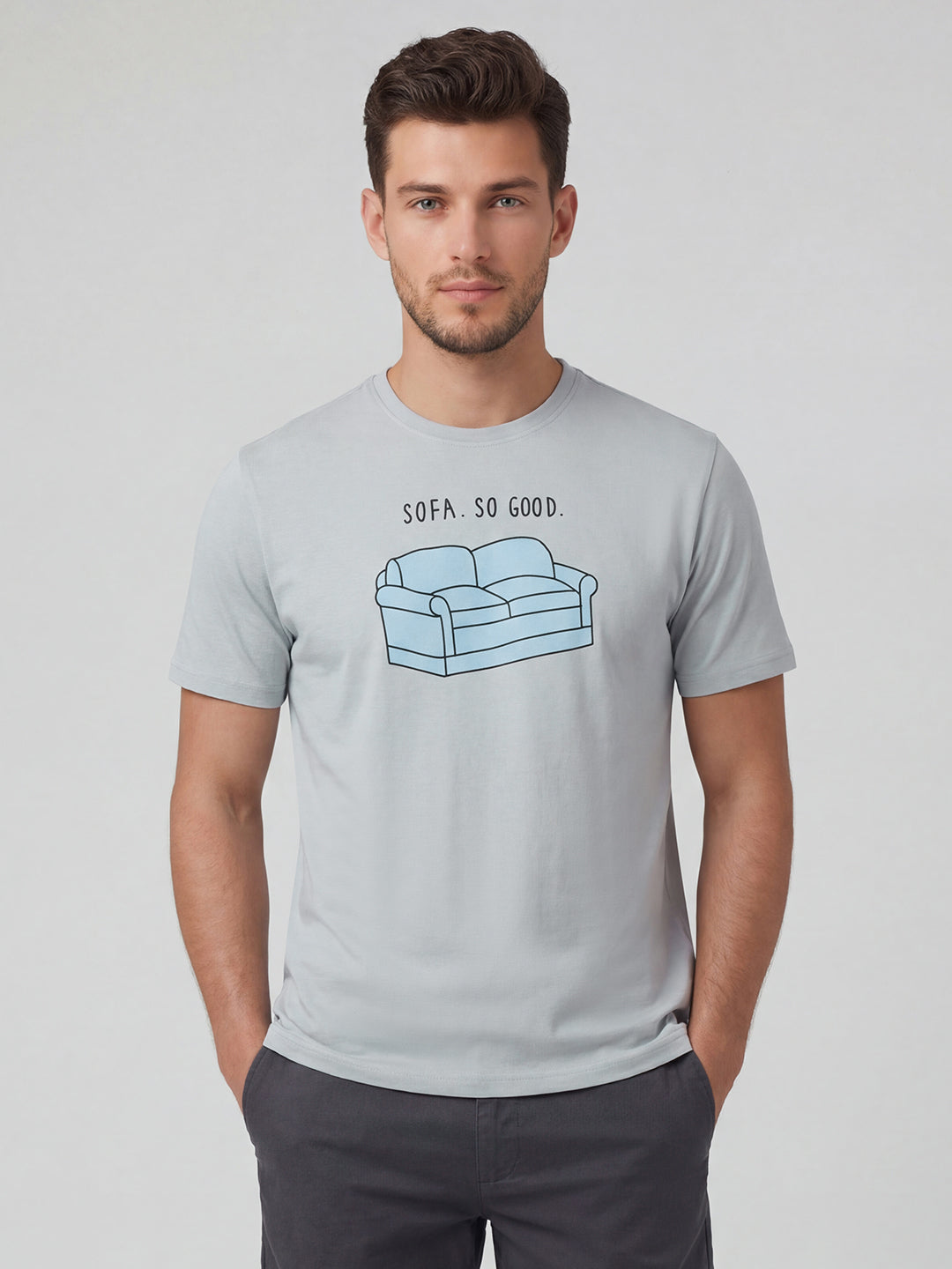 Men's Grey 100% Organic Cotton Regular Fit Tshirt