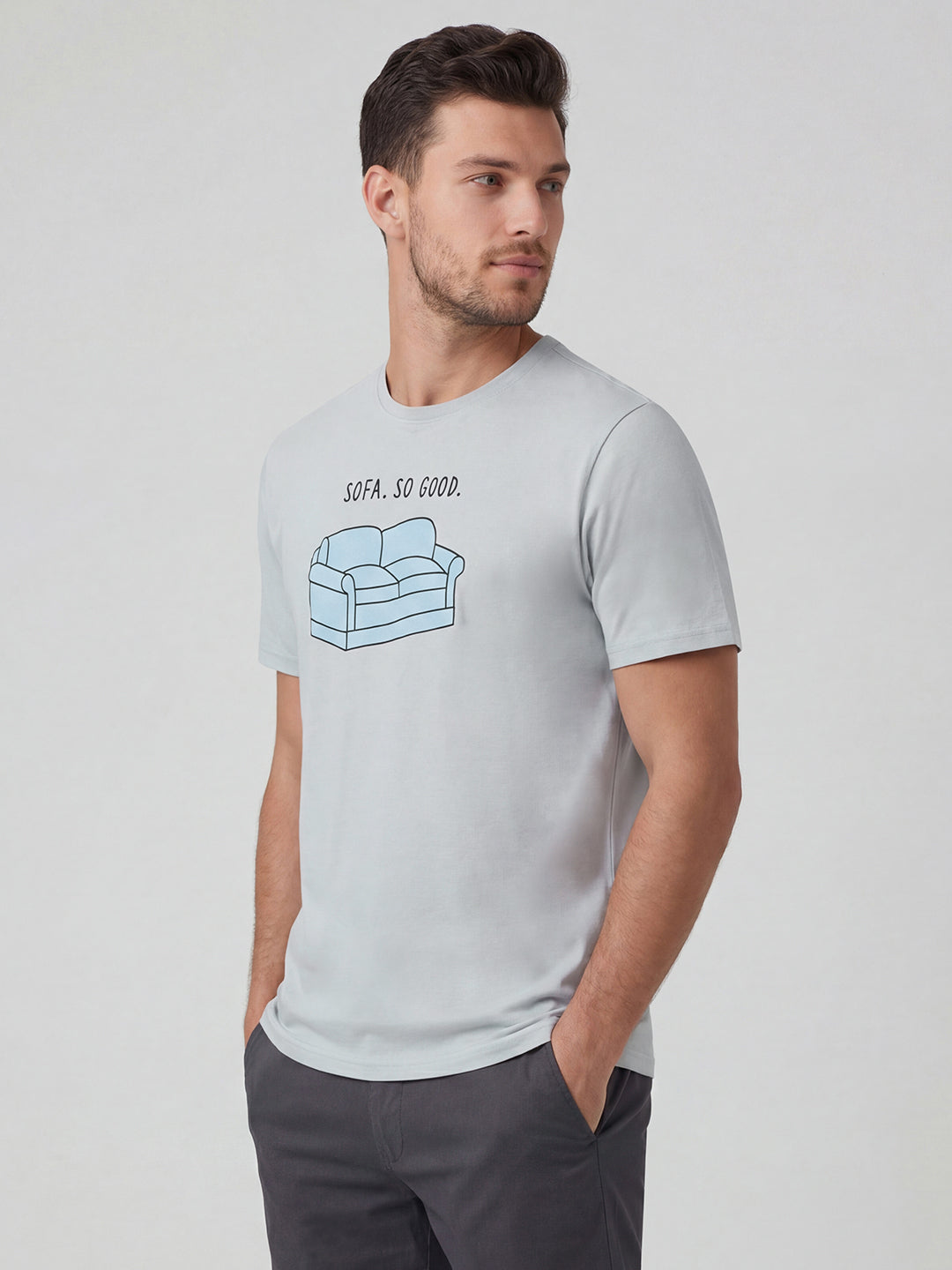 Men's Grey 100% Organic Cotton Regular Fit Tshirt