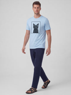 Men’s Organic Cotton Regular Fit Round Neck T-Shirt Blue
