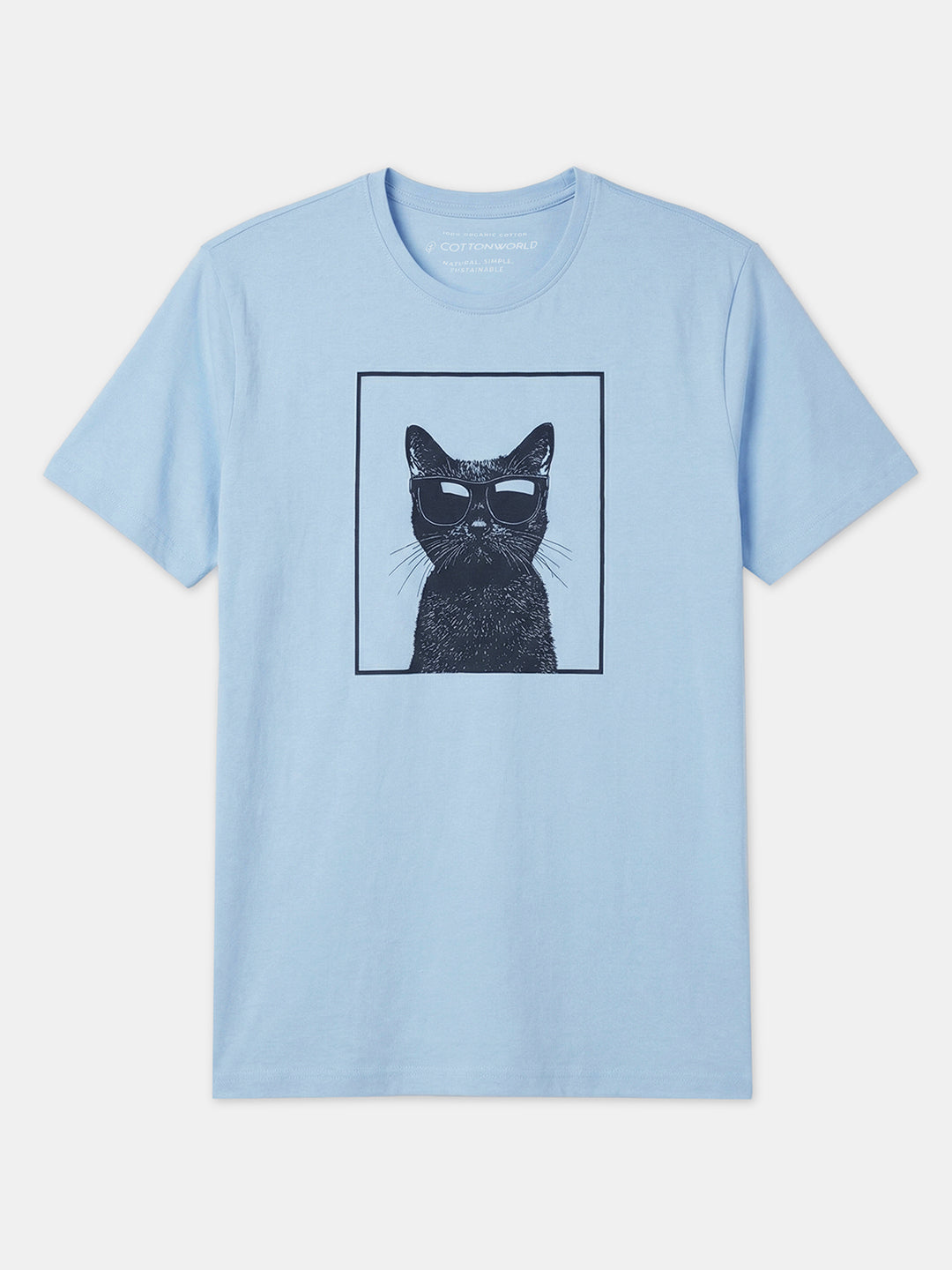 Men's Blue 100% Organic Cotton Regular Fit Tshirt