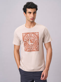 Men’s Organic Cotton Regular Fit Round Neck T-Shirt Sand