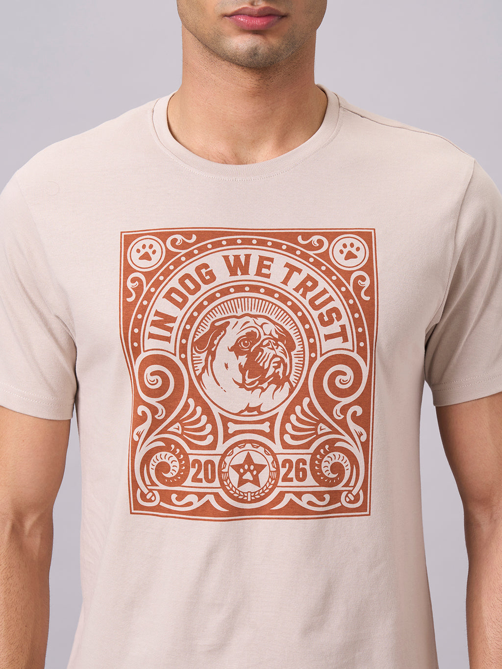 Men's Sand 100% Organic Cotton Regular Fit Tshirt