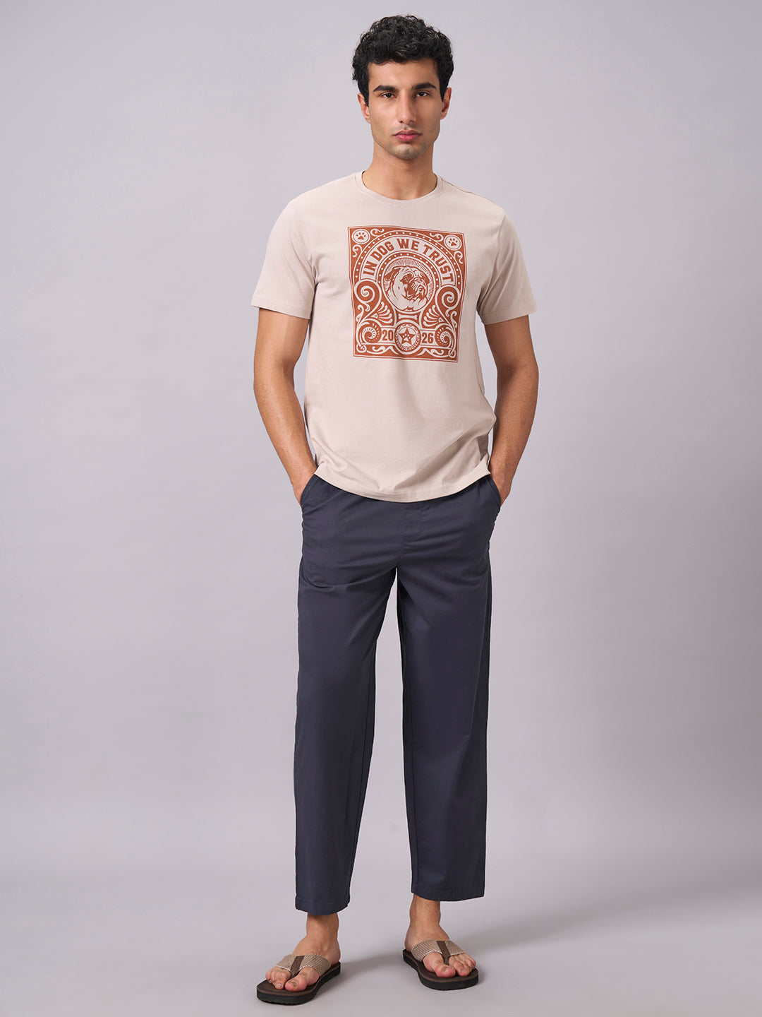 Men's Sand 100% Organic Cotton Regular Fit Tshirt