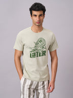 Men's 100% Organic Cotton Round Neck Regular Fit Graphic Tshirt Green