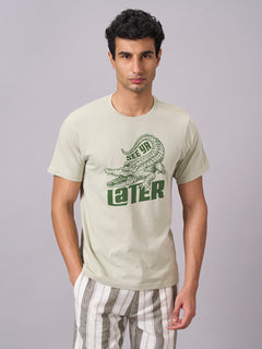 Men’s Organic Cotton Regular Fit Graphic T-Shirt Green