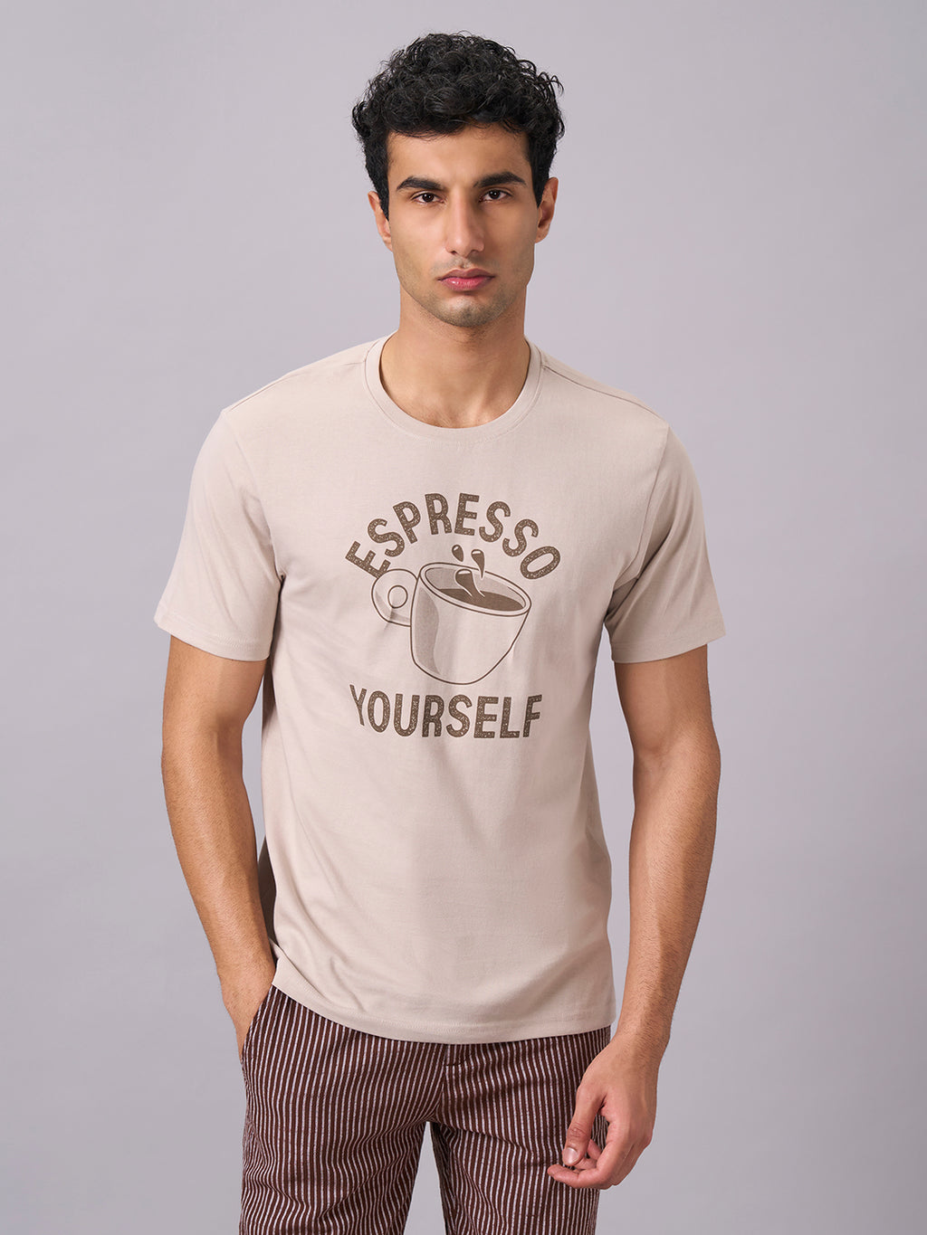 Men's 100% Organic Cotton Regular Fit Tshirt Sand