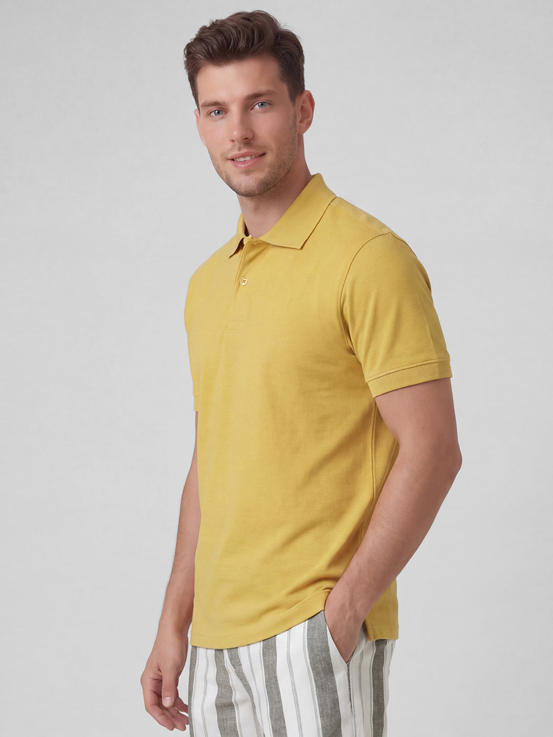 Men's Mustard 100% Organic Cotton Regular Fit Tshirt