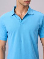 Men's Blue 100% Organic Cotton Regular Fit Tshirt