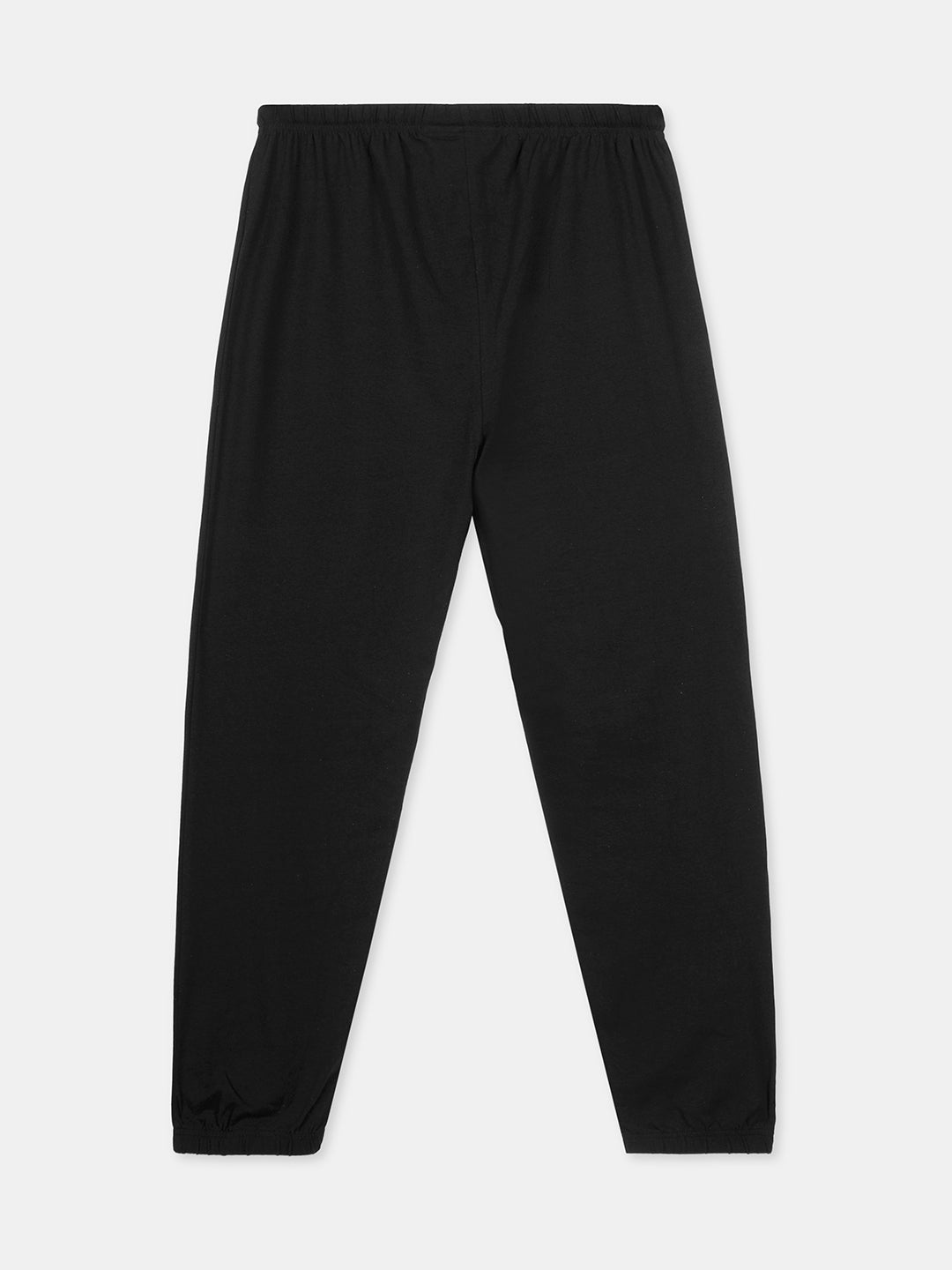 Women's Black Cotton Bamboo Elastane Regular Fit Knit Pant