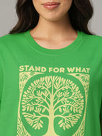 Women's Green 100% Organic Cotton Regular Fit Tshirt