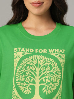 Women's Green 100% Organic Cotton Regular Fit Tshirt