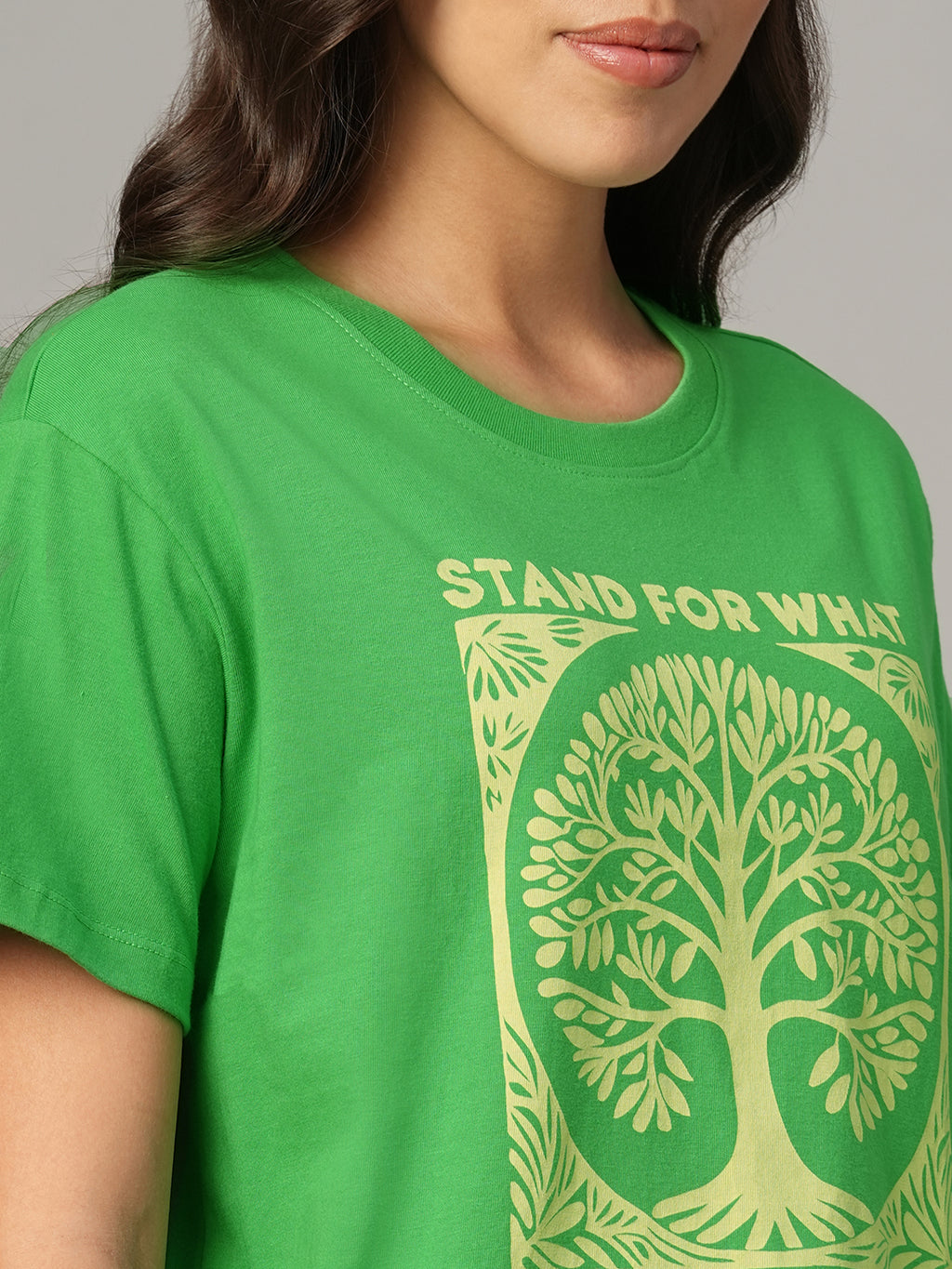 Women's Green 100% Organic Cotton Regular Fit Tshirt