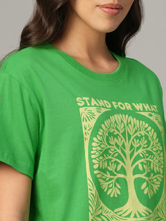 Women's Green 100% Organic Cotton Regular Fit Tshirt
