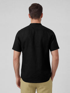 Men’s Linen Cotton Regular Fit Shirt Black