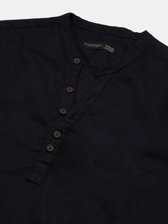 Men’s Linen Cotton Regular Fit Shirt Black