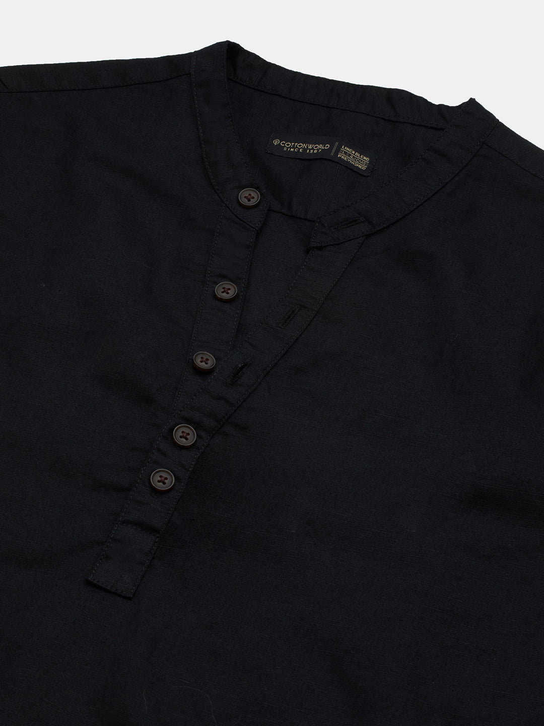Men's Black Linen Cotton Regular Fit Shirt