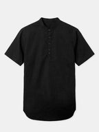Men's Black Linen Cotton Regular Fit Shirt
