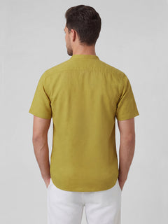 Men’s Linen Cotton Regular Fit Shirt Mustard