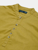 Men's Mustard Linen Cotton Regular Fit Shirt