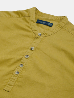 Men’s Linen Cotton Regular Fit Shirt Mustard