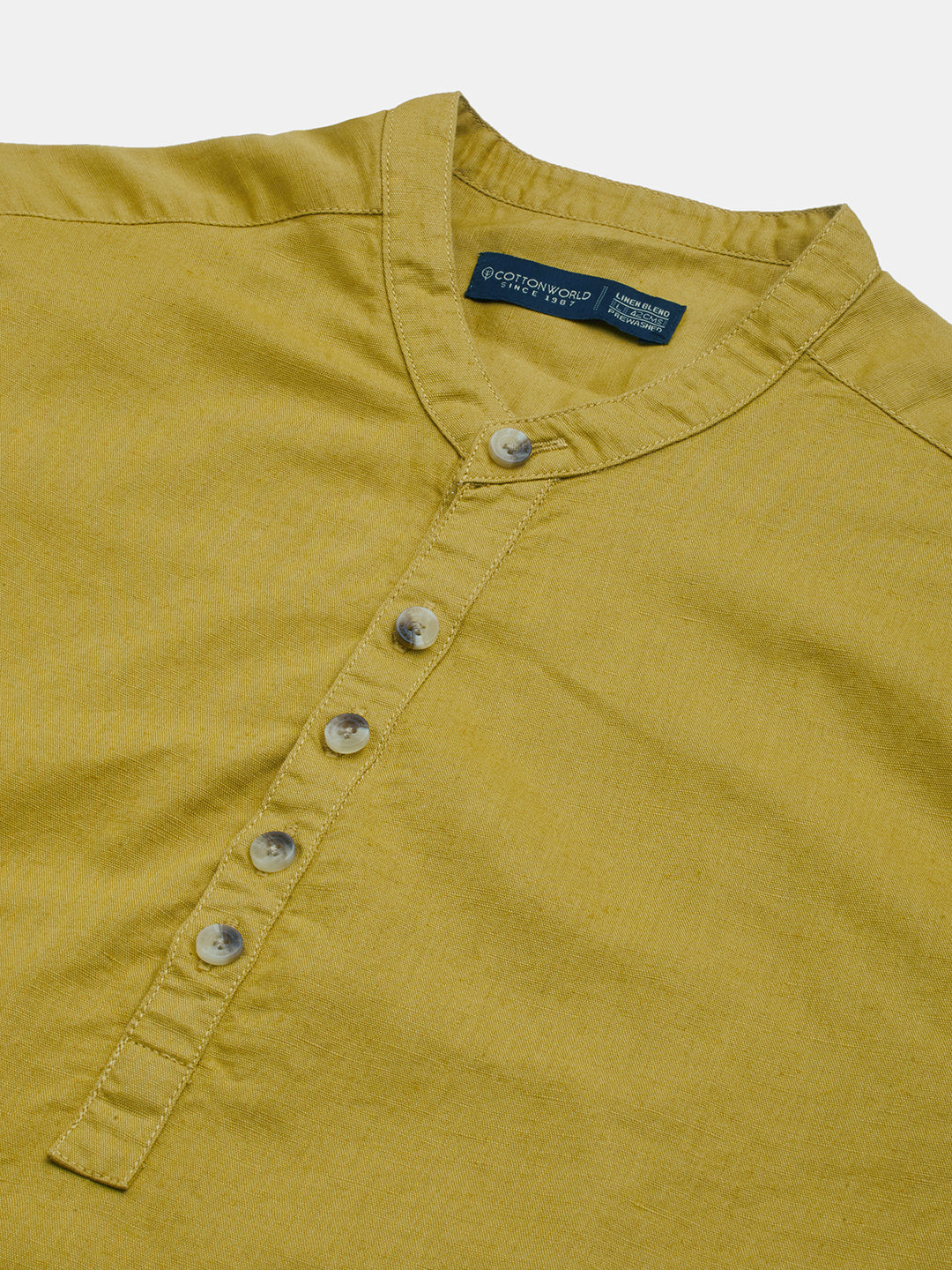 Men's Mustard Linen Cotton Regular Fit Shirt