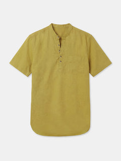 Men’s Linen Cotton Regular Fit Shirt Mustard