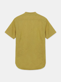 Men’s Linen Cotton Regular Fit Shirt Mustard