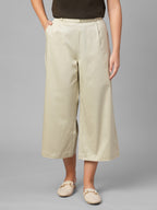 Women's Beige Cotton Lycra Regular Fit Culotte