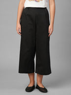 Women's Black Cotton Lycra Regular Fit Culotte