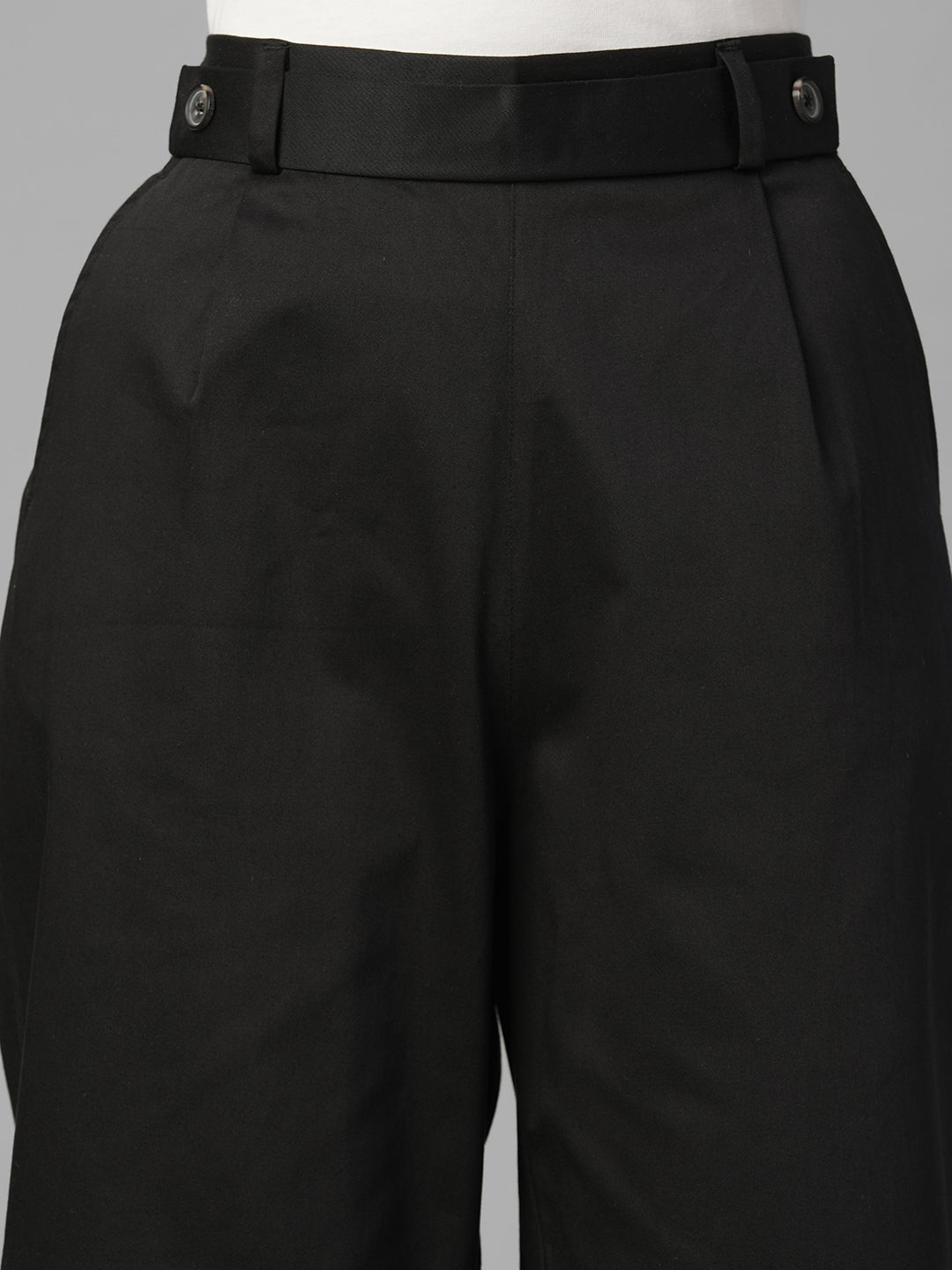 Women's Black Cotton Lycra Regular Fit Culotte