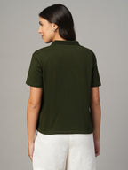 Women's Olive 100% Organic Cotton Regular Fit Tshirt