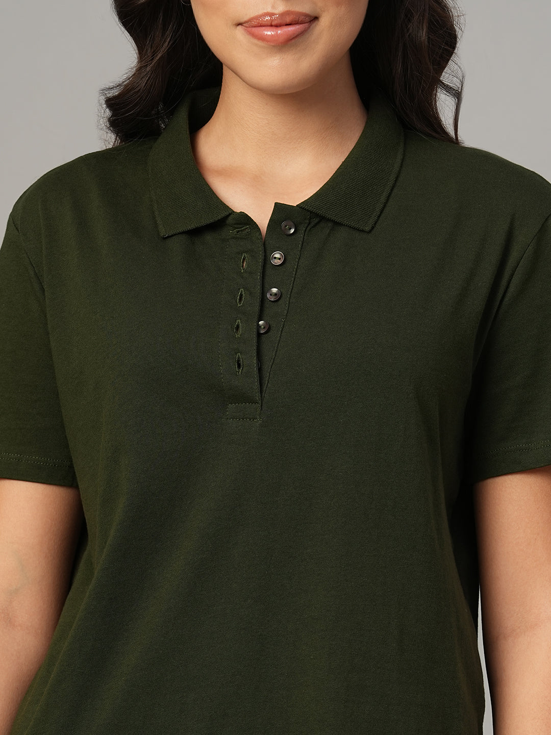 Women's Olive 100% Organic Cotton Regular Fit Tshirt