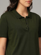 Women's Olive 100% Organic Cotton Regular Fit Tshirt