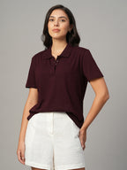 Women's Wine 100% Organic Cotton Regular Fit Tshirt