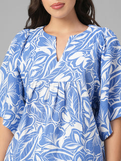 Women's Blue 100% Cotton Regular Fit Blouse
