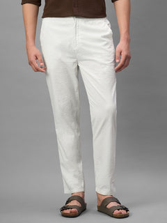Men's Offwhite 100% Cotton Regular Fit Pant