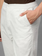 Men's Offwhite 100% Cotton Regular Fit Pant