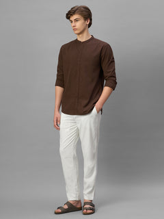 Men's Offwhite 100% Cotton Regular Fit Pant
