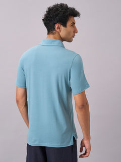 Men’s Organic Cotton Regular Fit Solid Polo T-Shirt Blue