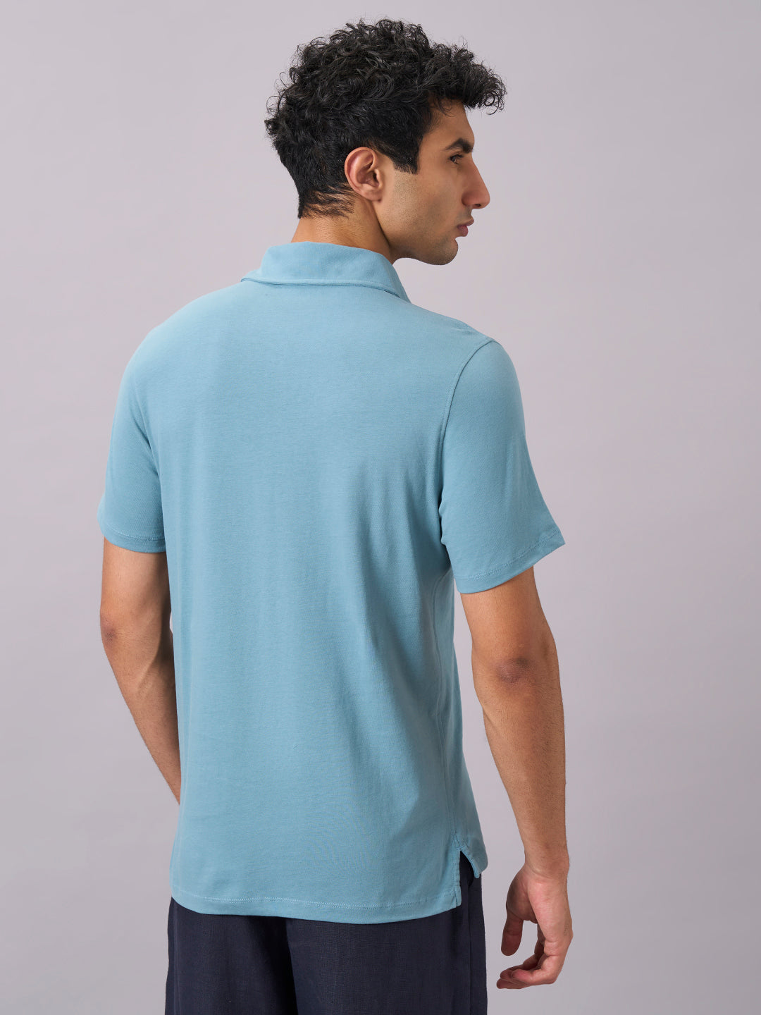 Men's Blue 100% Organic Cotton Regular Fit Tshirt